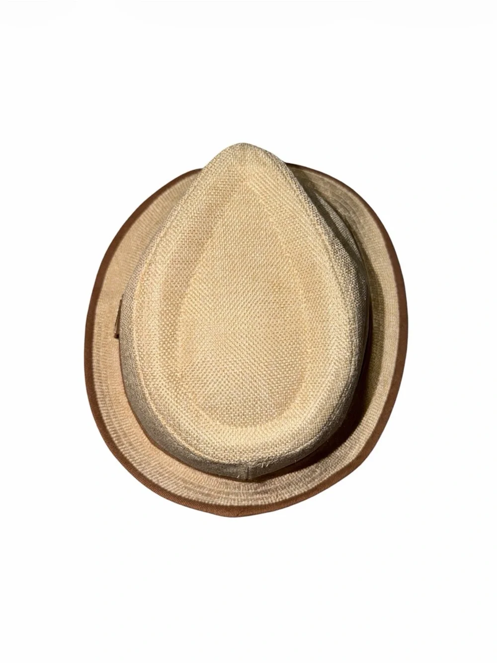 Tan and Brown Straw Fedora Hat